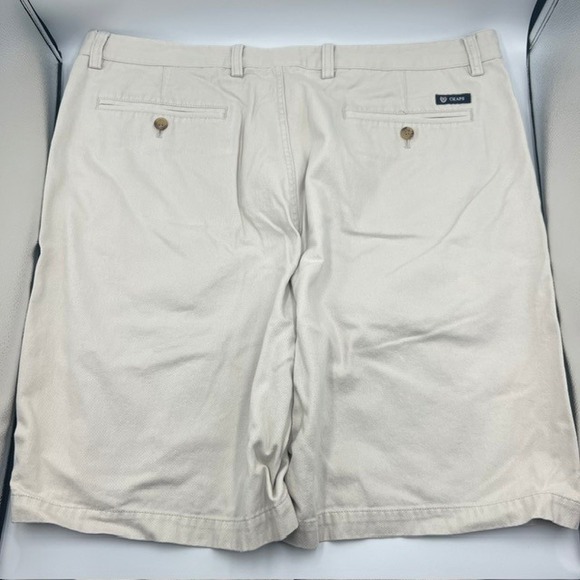 Chaps Men's Beige Casual Cotton Chino Flat Front Shorts Size 40 with 8.5" Inseam - Picture 2 of 7
